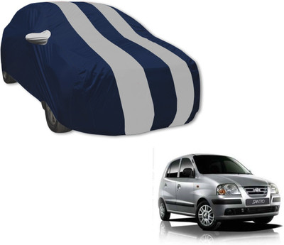 MOCKHE Car Cover For Hyundai Santro (With Mirror Pockets)(Blue, Silver)