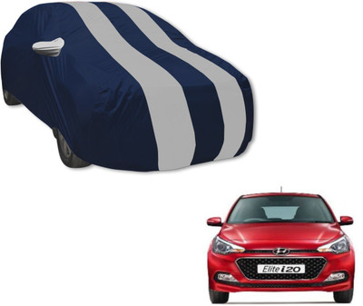 Auto Hub Car Cover For Hyundai Elite i20 (With Mirror Pockets)(Blue, Silver)