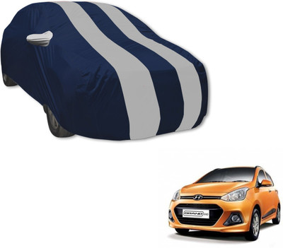 MOCKHE Car Cover For Hyundai Grand i10 (With Mirror Pockets)(Blue, Silver)