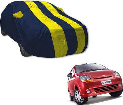 Auto Hub Car Cover For Chevrolet Spark (With Mirror Pockets)(Blue, Yellow)