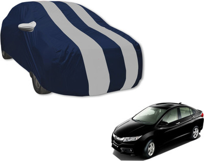 MOCKHE Car Cover For Honda City i-Vtec (With Mirror Pockets)(Blue, Silver)