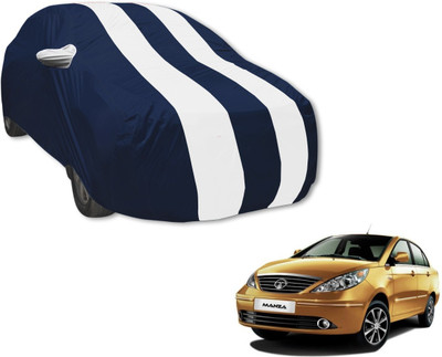 Auto Hub Car Cover For Tata Manza (With Mirror Pockets)(Blue, White)
