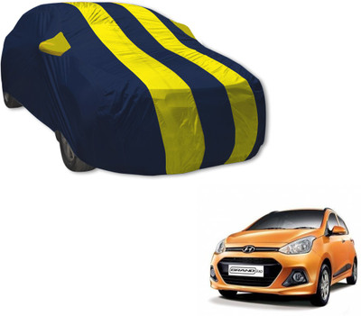Auto Hub Car Cover For Hyundai Grand i10 (With Mirror Pockets)(Blue, Yellow)