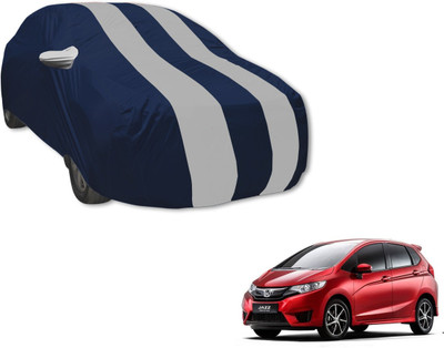Auto Hub Car Cover For Honda Jazz (With Mirror Pockets)(Blue, Silver)