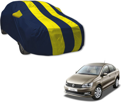 Auto Hub Car Cover For Volkswagen Vento (With Mirror Pockets)(Blue, Yellow)