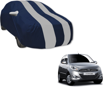 Auto Hub Car Cover For Hyundai i10 (With Mirror Pockets)(Blue, Silver)