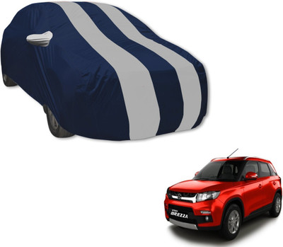 MOCKHE Car Cover For Maruti Suzuki Vitara Brezza (With Mirror Pockets)(Blue, Silver)