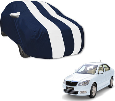 Auto Hub Car Cover For Skoda Laura (With Mirror Pockets)(Blue, White)