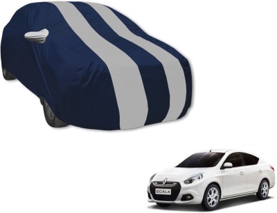 Auto Hub Car Cover For Renault Scala (With Mirror Pockets)(Blue, Silver)