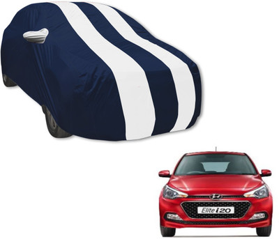 MOCKHE Car Cover For Hyundai Elite i20 (With Mirror Pockets)(Blue, White)