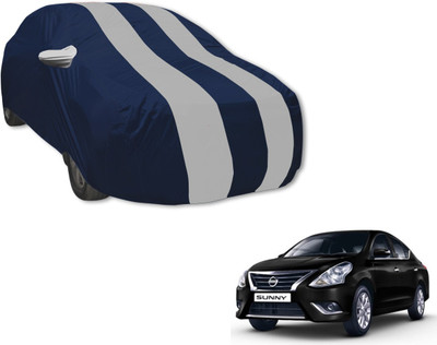 MOCKHE Car Cover For Nissan Sunny (With Mirror Pockets)(Blue, Silver)