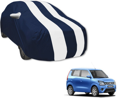 MOCKHE Car Cover For Maruti Suzuki WagonR Stingray (With Mirror Pockets)(Blue, White)
