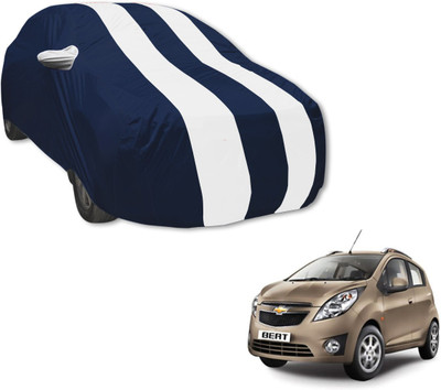 MOCKHE Car Cover For Chevrolet Beat (With Mirror Pockets)(Blue, White)