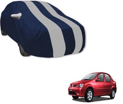 MOCKHE Car Cover For Mahindra Logan (With Mirror Pockets)(Blue, Silver)