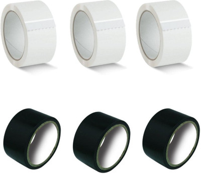 BlackDreams BOPP/Packing/Marking/Decorative/poject use manual High Strength Adhesive and Accurate Length quality tape (Manual)(Black, White)