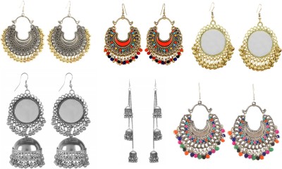 FashMade Kashmiri six Mirror Chandbali Ghunroo Nickel Drops & Danglers, Stud Earring, Chandbali Earring, Jhumki Earring, Tassel Earring