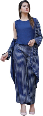 Lee Moda Women Ethnic Jacket, Top and Palazzo Set