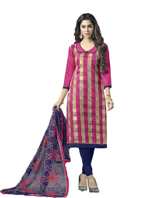 Polly Trends Cotton Silk Blend Embellished Salwar Suit Material(Unstitched)