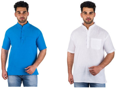 DESHBANDHU KHADI Men Solid Straight Kurta(White)