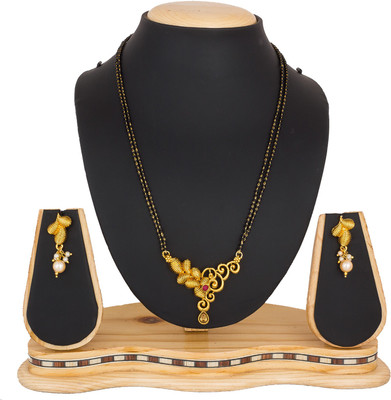 LUXOR Alloy Gold-plated Pink Jewellery Set(Pack of 1)