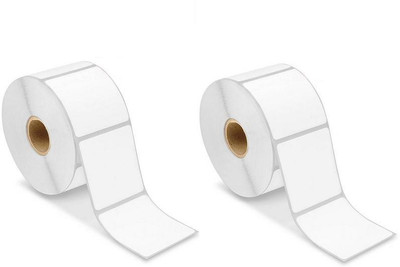 youtech 75MMX75MM (3inch X3inch) Barcode Label Self-adhesive Paper Label (White) 1ROLL 600 LABELS set of 2 Roll Labels In Roll, Permanent Self Adhesive Paper Label(White)