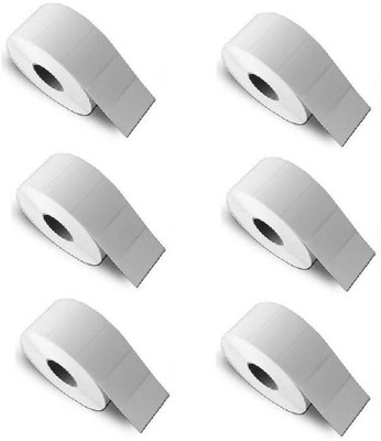 youtech 50MMX25MM (2.inchX1.inch) Barcode Label 1''up Thermal Paper Label (White) 1ROLL 2000 LABELS set of 6 Roll Labels In Roll, Permanent Self Adhesive Paper Label(White)