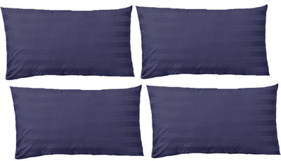 JDX Plain Design Ball Fibre Stripes Sleeping Pillow Pack of 4(Blue)