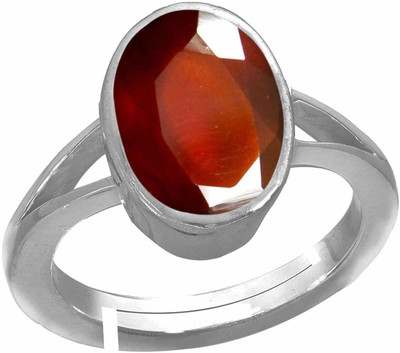 CHIRAG GEMS Hessonite Ceylon Stone with Lab Certified Gold Plated Ring for Men and Women Metal Garnet Silver Plated Ring