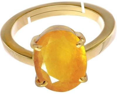 GALAXY ASTRO YELLOW SAPPHIRE NATURAL PUKHRAJ GOLD PLATED PUSHPRAJ RING Metal, Zinc, Copper, Bronze Sapphire Gold Plated Ring