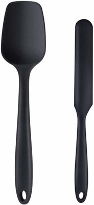 P-PLUS INTERNATIONAL Spatula Spoon Big 27cm+Spatula Spreader/Butter knife 24cm|Pack of 2 BLACK Non-Stick Spatula(Pack of 2)