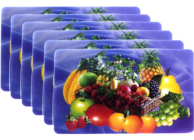 Dakshya Industries Rectangular Pack of 6 Table Placemat(Blue, Multicolor, PVC)