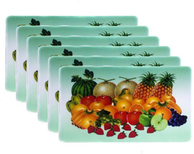 Dakshya Industries Rectangular Pack of 6 Table Placemat(Green, PVC)