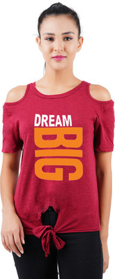 Southcity Casual Short Sleeve Printed Women Maroon Top