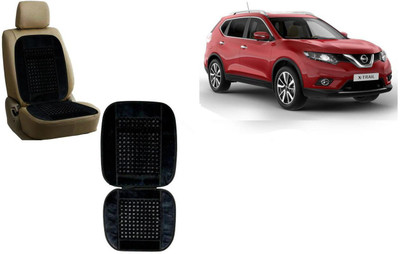 Auto Kite Wooden Bead, Velvet Seating Pad For  Nissan X-Trail(Front Seats, Back Seats Black)