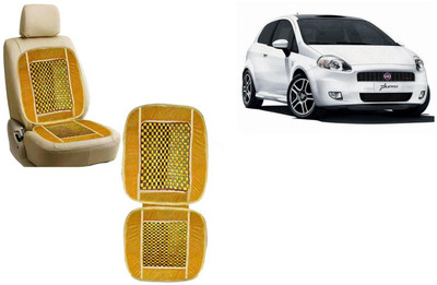 Auto Kite Wooden Bead, Velvet Seating Pad For  Fiat Punto(Car, Home and Office Yellow)
