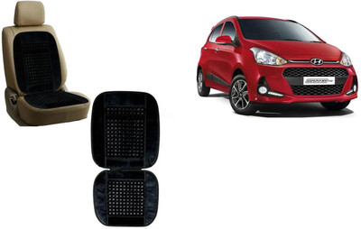 Auto Kite Wooden Bead, Velvet Seating Pad For  Hyundai Grand i10(Front Seats, Back Seats Black)