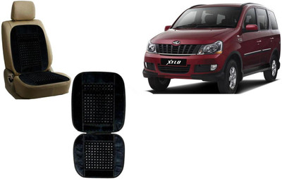 Auto Kite Wooden Bead, Velvet Seating Pad For  Mahindra XF(Front Seats, Back Seats Black)