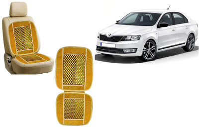 Auto Kite Wooden Bead, Velvet Seating Pad For  Skoda Rapid(Car, Home and Office Yellow)