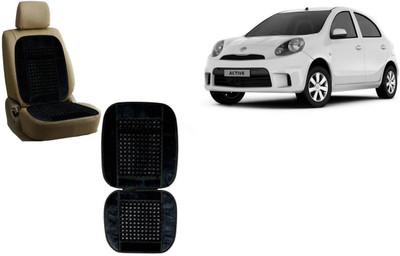 Auto Kite Wooden Bead, Velvet Seating Pad For  Nissan Micra Active(Front Seats, Back Seats Black)
