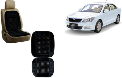 Auto Kite Wooden Bead, Velvet Seating Pad For  Skoda Laura(Front Seats, Back Seats Black)