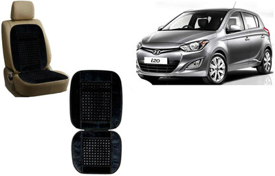 Auto Kite Wooden Bead, Velvet Seating Pad For  Hyundai I3(Front Seats, Back Seats Black)