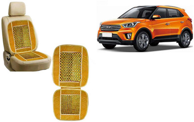 Auto Kite Wooden Bead, Velvet Seating Pad For  Hyundai Creta(Car, Home and Office Yellow)