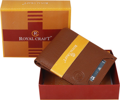 Royal Craft Men Tan Artificial Leather Wallet(9 Card Slots)