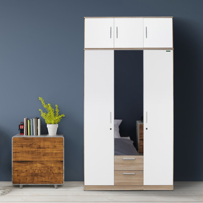 Buy Godrej Interio Zurina Engineered Wood 3 Door Wardrobe Finish