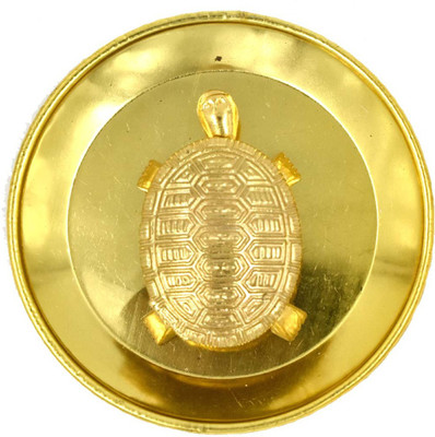 faynci Sarva Ichha Purti Kachuva Plate Golden Plated Yantra Wish Turtle Tortoise Decorative Showpiece ((Golden -Plate 6*6)) Plated Yantra(Pack of 1)