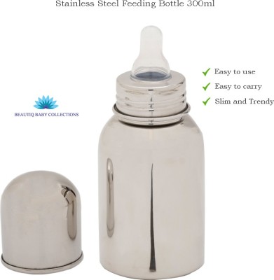 Beautiq Baby Collections Complete Stainless Steel Feeding Bottle 300ml - 300 ml(Silver)