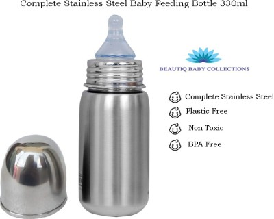 Beautiq Baby Collections Complete Stainless Steel Feeding Bottle 330ml - 330 ml(Silver)