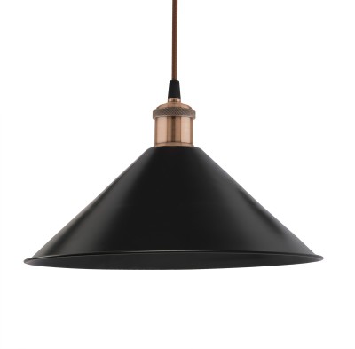 Homesake Industrial Black Barn Cone Metal Bulb Iron Cone Vintage Hanging Ceiling Pendant Light Edison filament Holder Decorative Lamp Shade, Antique Copper Pendants Ceiling Lamp(Black)