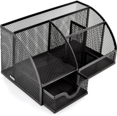 Matiman 6 Compartments metal desk organizer(Black)
