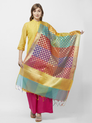 DUPATTA BAZAAR Pure Silk Woven Women Dupatta